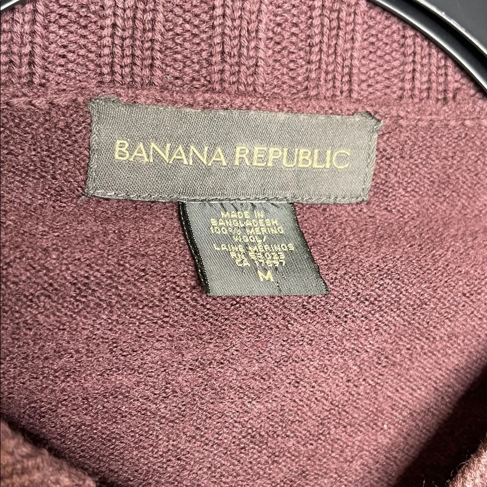 Banana Republic Maroon Wool V-Neck Sweater